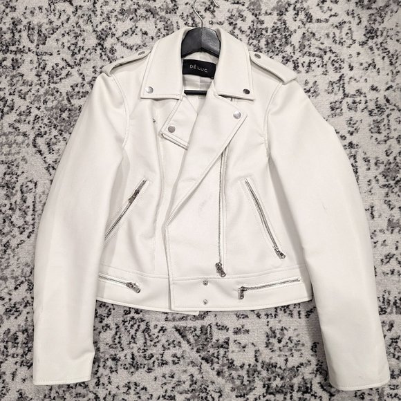 Deluc Jackets & Blazers - White Faux Leather Jacket